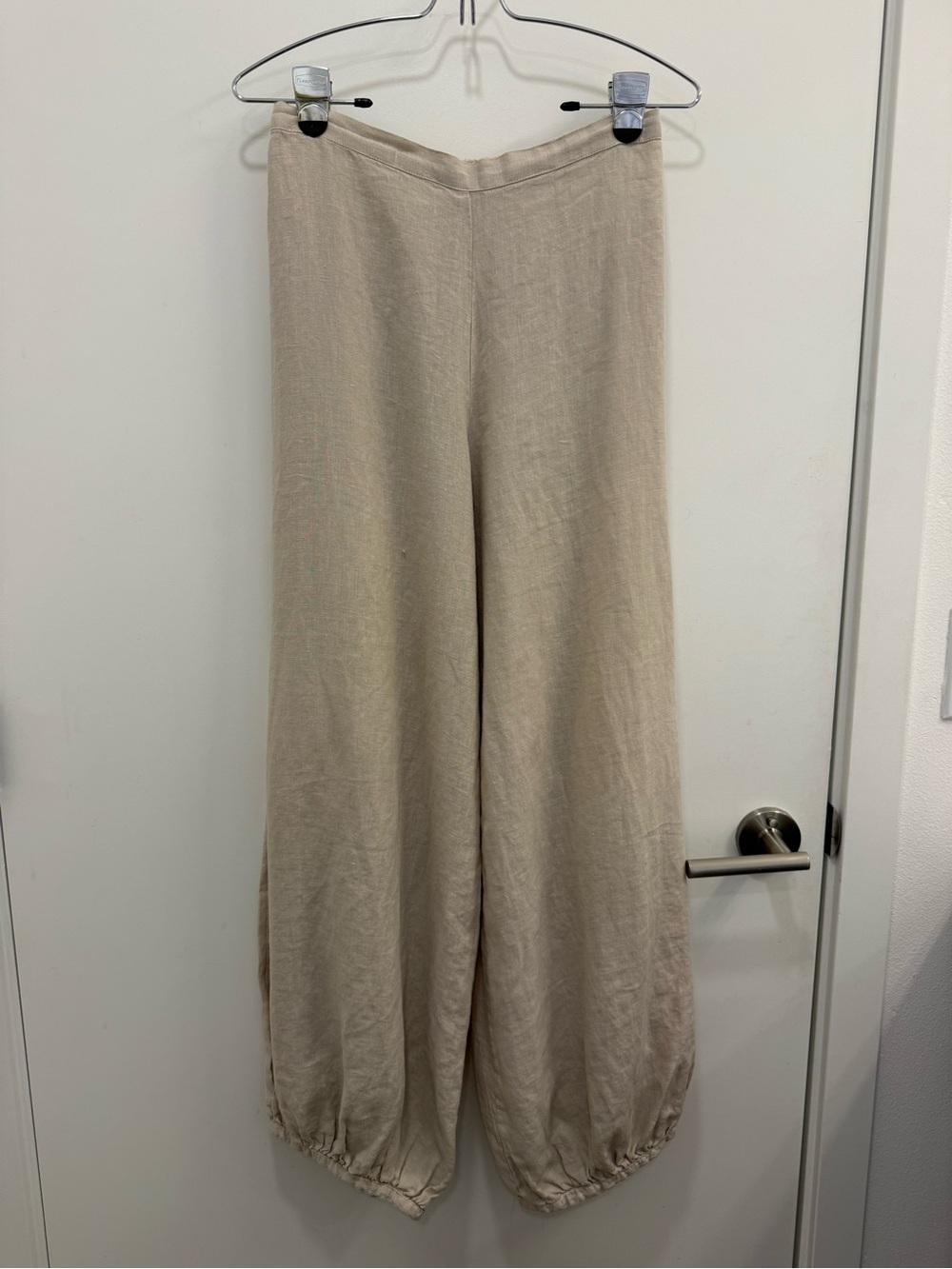 Bryn Walker 100% Linen Lagenlook Balloon pull on Pant Women's size small cream